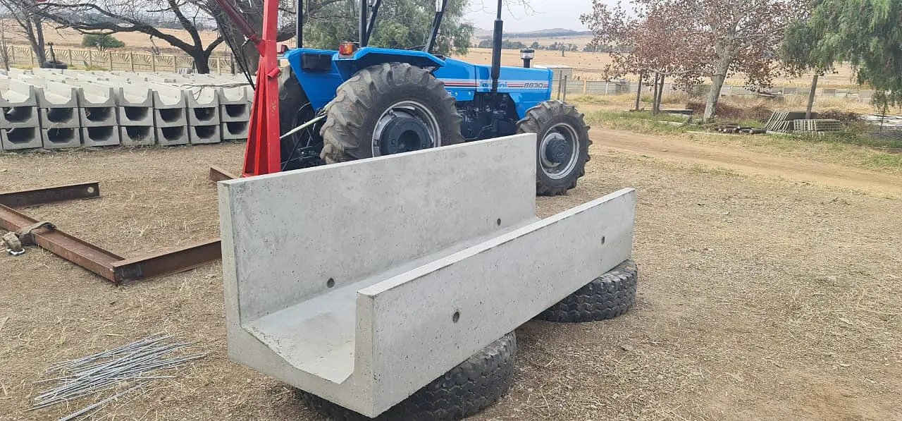Large concrete cattle feeding trough